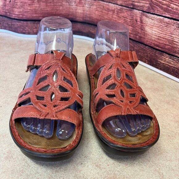 Naot Leather Adjustable Heeled Sandals in Rust - Picture 2 of 12